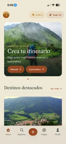 Pantalla principal de la app Kabi
