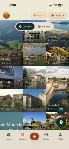 Captura de la app Kabi: Mapa y filtros
