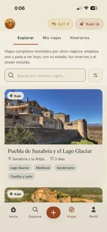 Captura de la app Kabi: Viajes ya preparados