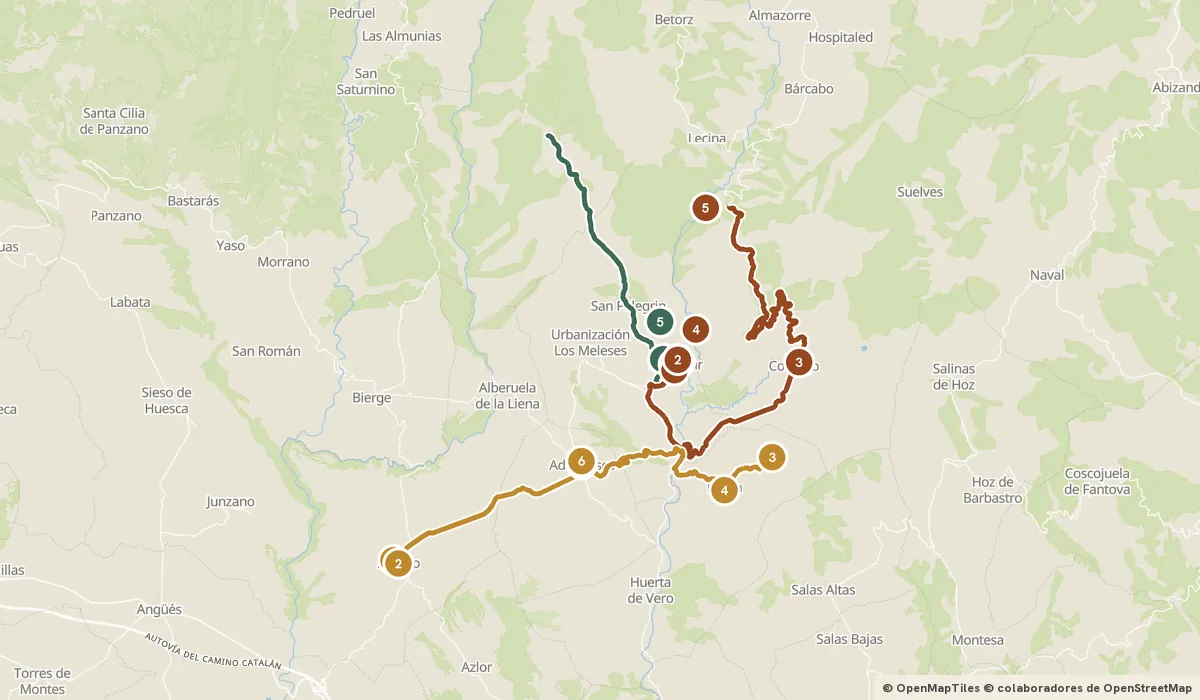 Mapa del viaje Alquézar y los Cañones del Vero: 17 paradas y el recorrido de cada día