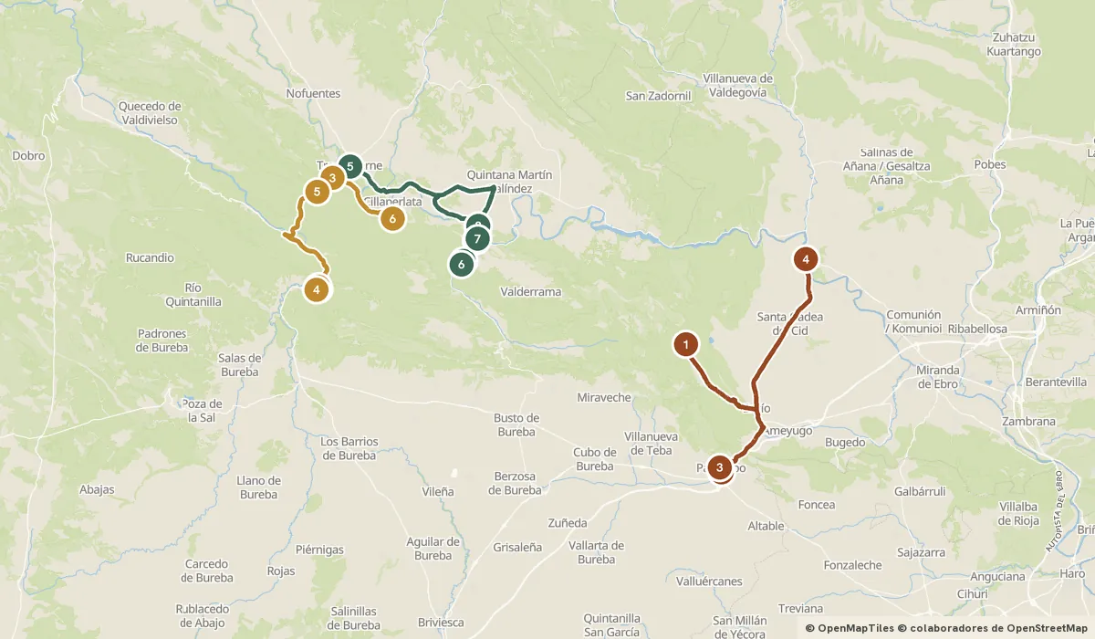 Mapa del viaje Frías y las Merindades: la ciudad más pequeña de España: 17 paradas y el recorrido de cada día