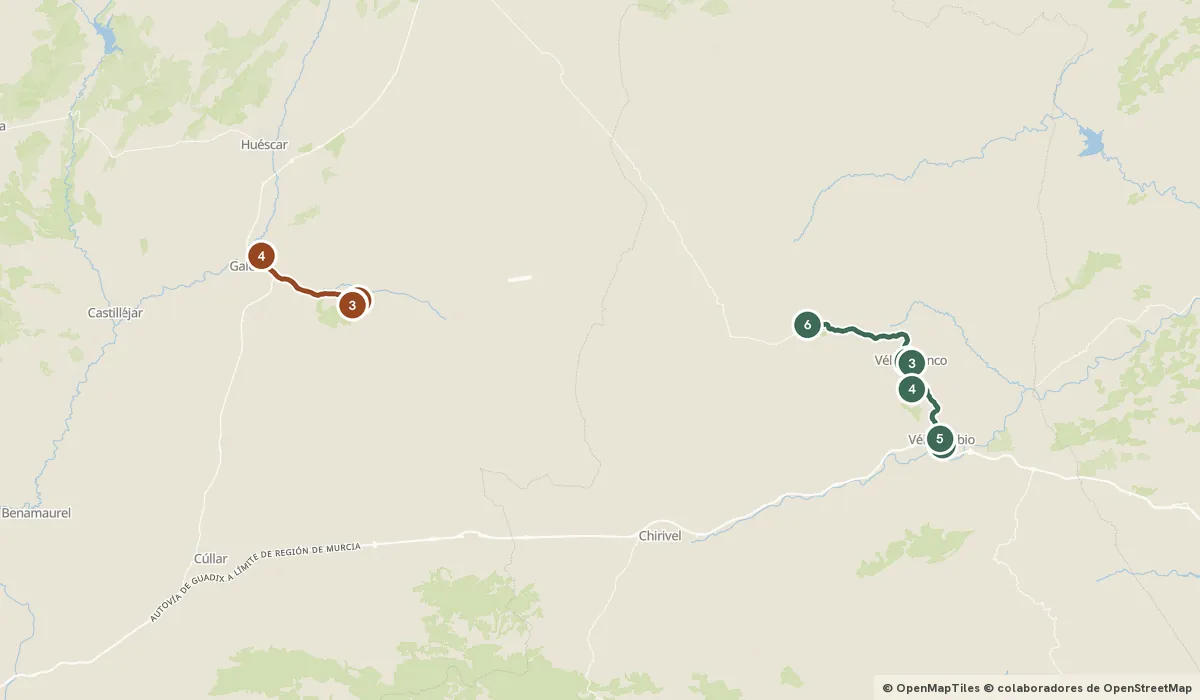 Mapa del viaje Los Vélez: un castillo del Renacimiento en el desierto: 10 paradas y el recorrido de cada día