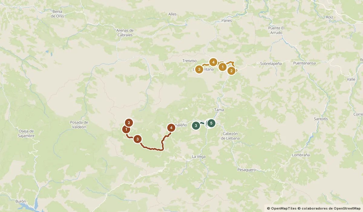 Mapa del viaje Picos de Europa y Potes: 13 paradas y el recorrido de cada día